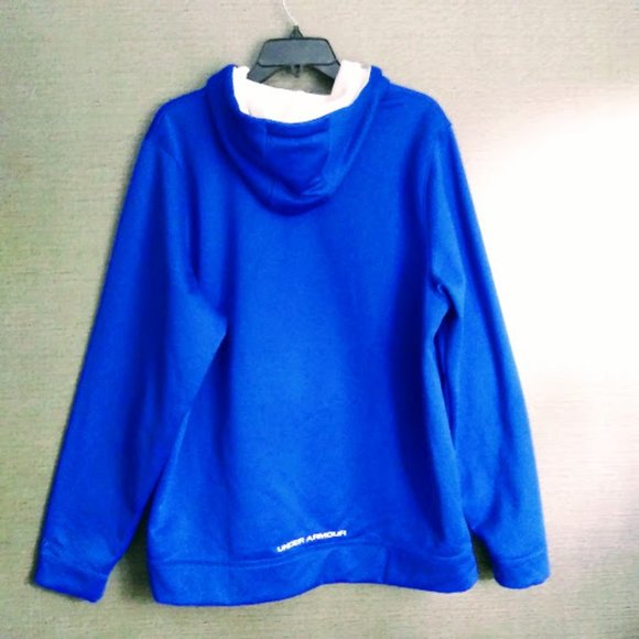 UNDER ARMOUR HOODIE*BIG EMBROIDERED LOGO*MEN SIZE LARGE LOOSE*FLEECE LINED - Picture 2 of 9